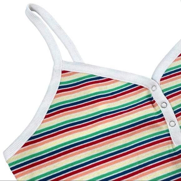 No Boundaries size large rainbow striped spaghetti strap ribbed crop top NWT - Picture 4 of 14